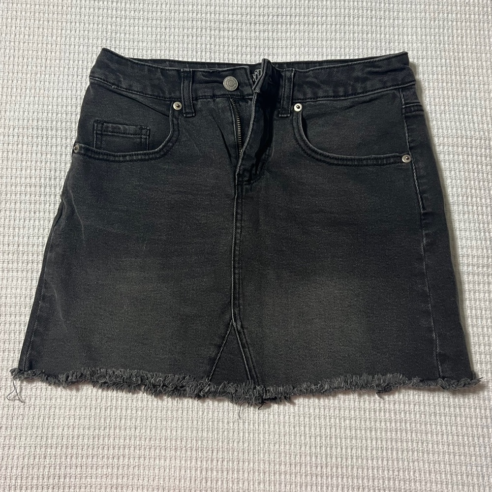 Black denim skirt